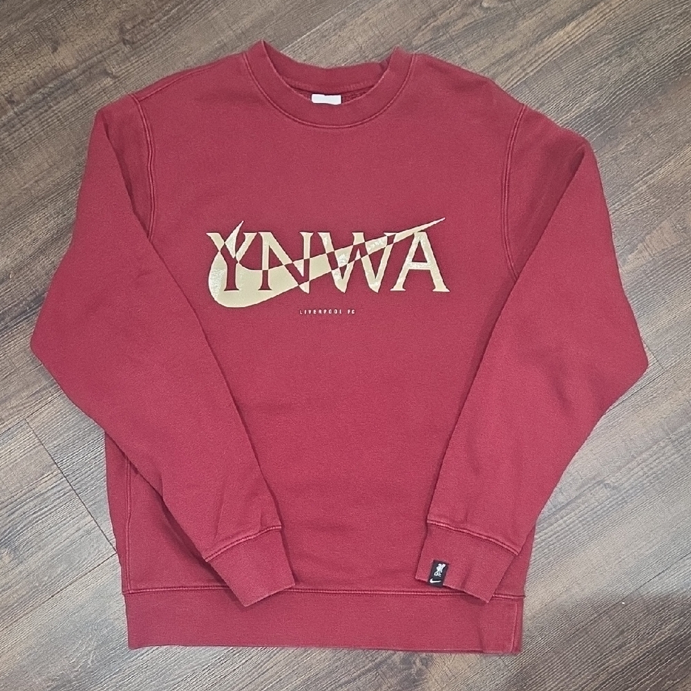 Nike Burgundy Crewneck Sweatshirt with Gold YNWA Graphic